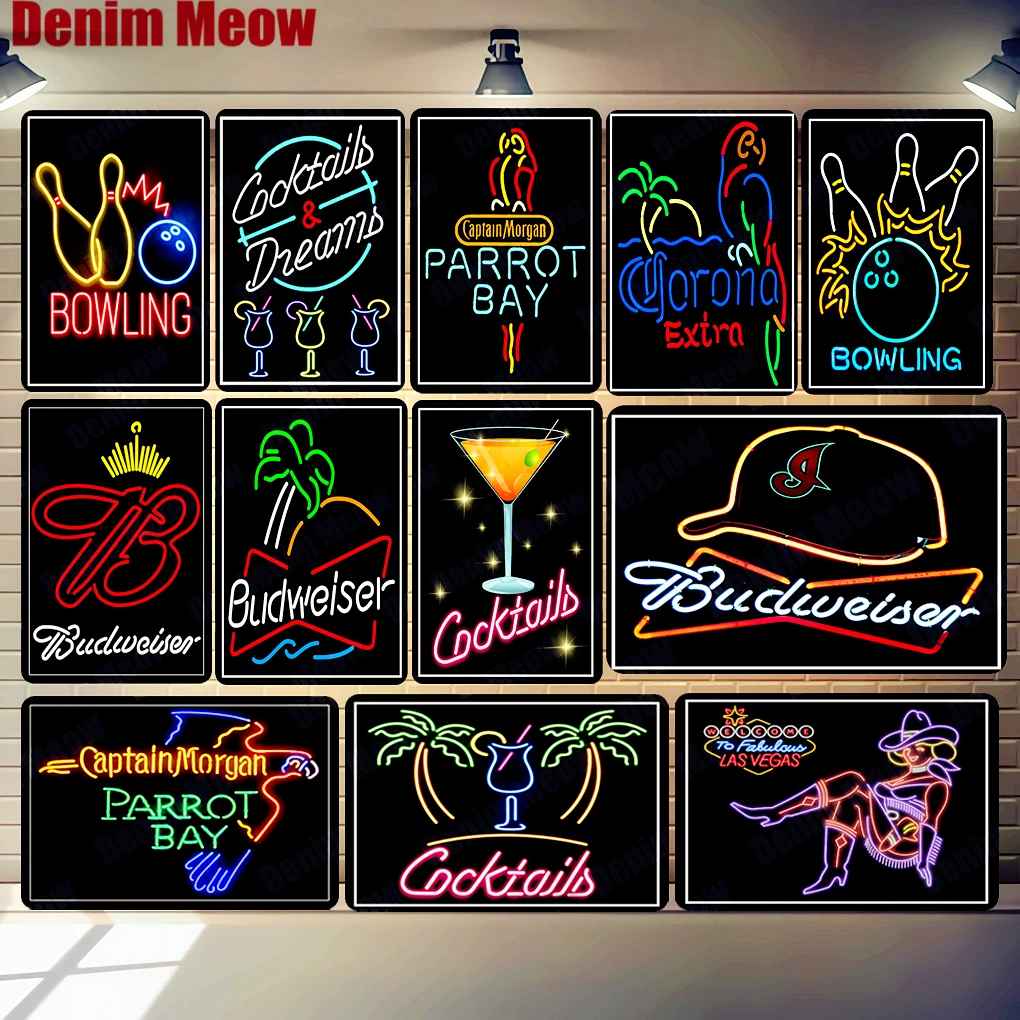 

Parrot Bay Plaque Bowling Corona Vintage Metal Tin Sign Bar Pub Cafe Billboard Home Decor Cocktail Posters Wall Art Sticker N313