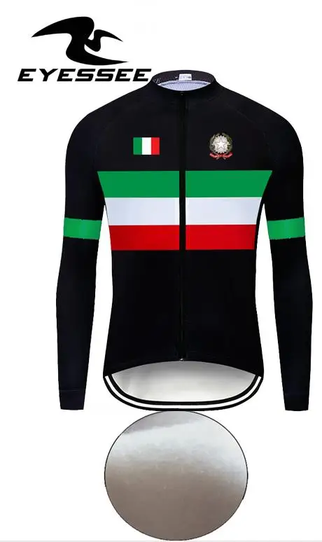Fleece long sleeve EYESSEE новая версия теплая итальянская велосипедная Джерси Зима Лидер продаж флисовая Мужская велосипедная Джерси Одежда для велосипеда одежда с длинными рукавами - Цвет: Fleece long sleeve
