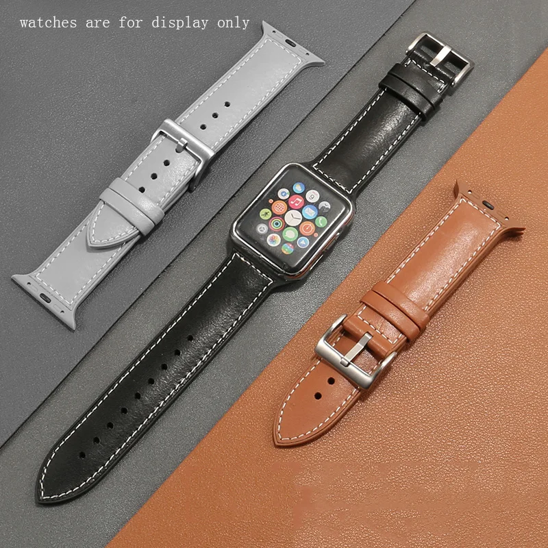 Ремешок из натуральной кожи и силикона для Iwatch serises6/5/4/3 38/40/42/44 мм | Наручные часы