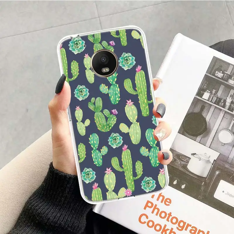 Кактус Винтаж цветок чехол для Motorola Moto G7 G6 G5S G5 E4 плюс G4 E5 играть X4 Мощность TPU с рисунком индивидуальная крышка телефона