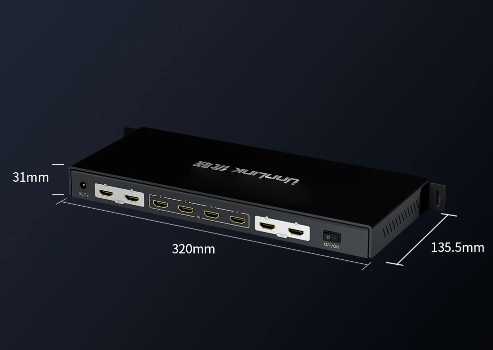 Unnlink HDMI 2,0 Matrix 4x4 UHD4K@ 60 Гц 1080@ 60 Гц разветвитель переключателя 4 входа 4 выхода матрица с RS232 ИК-пульт дистанционного управления для ТВ ps4