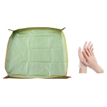 

100 Pcs Protective Gloves Disposable Industrial Vinyl Gloves- Multi Purpose, PVC Transparent S & 1x Planting Potted Mat