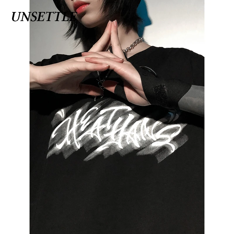 UNSETTLE летняя Мужская/Женская Футболка Harajuku футболка в стиле хип хоп с принтом