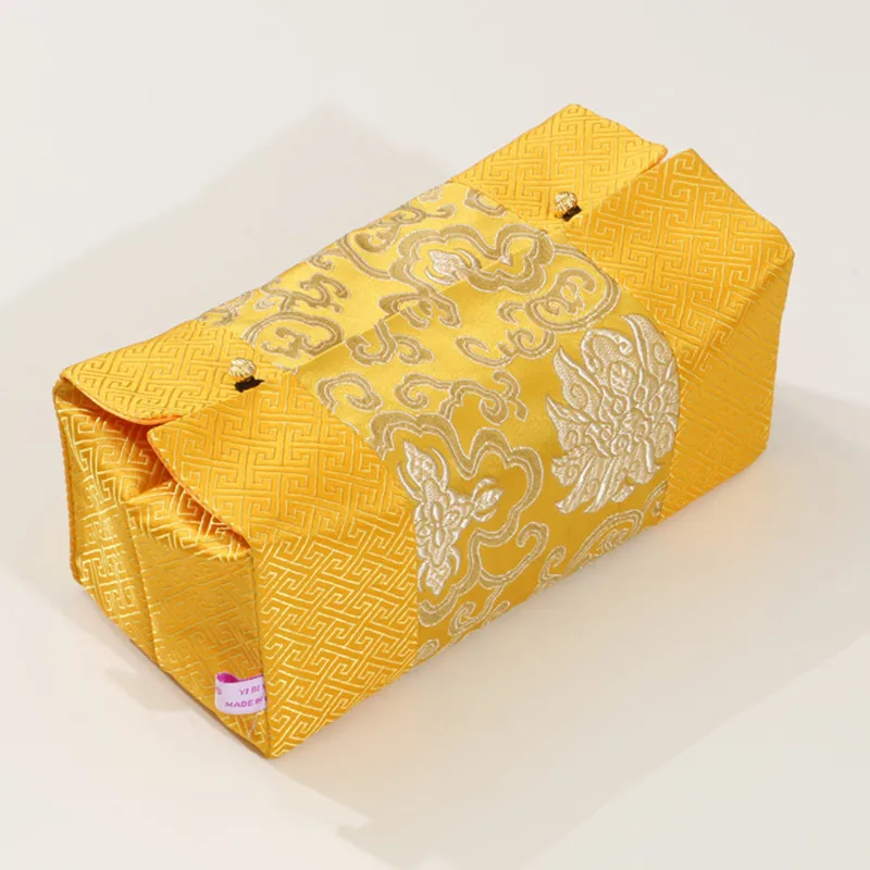 Portable Pocket Travel Tissue Box Case Holder Patchwork Decorative Chinese Luxury SIlk Satin Napkin Paper Cover | Дом и сад