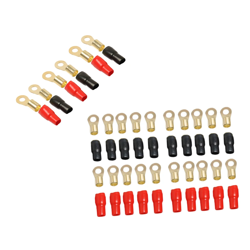 B Blesiya 13 Pairs 4/1/0 AWG Electrical Ring Terminal Wire Connector Gold-Plated Brass 