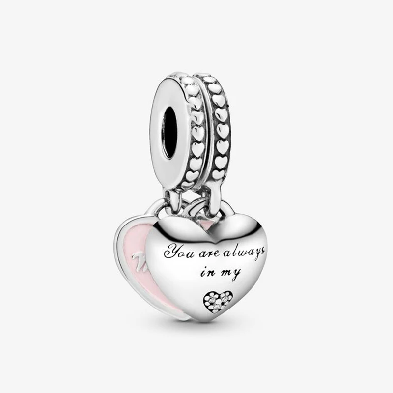925-Sterling-Silver-Mother-Daughter-Hearts-Dangle-Charm-Fit-Original-Pandora-Charm-Bracelets-for-DIY-Women