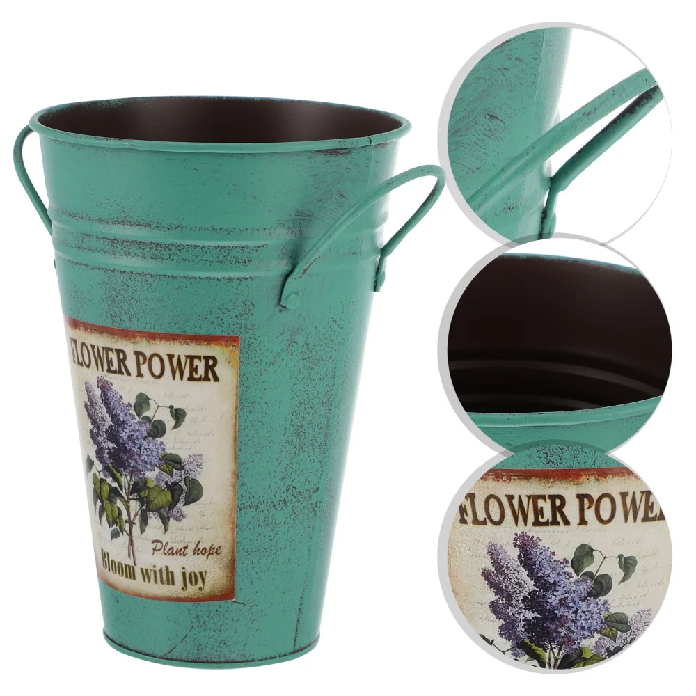 1pc Vintage Handle Gardening Flower Bucket Iron Art Planting 【予約中！】