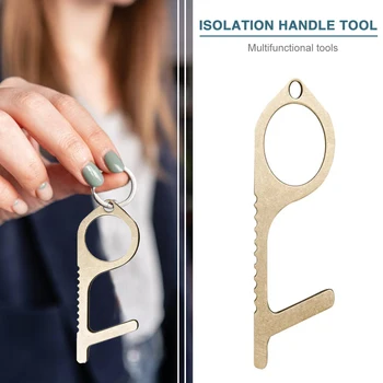 

No Touch Brass Door Opener Portable Elevator Button Assistant Open Door Safety Contactless Tool Anti Contact Key Dropship