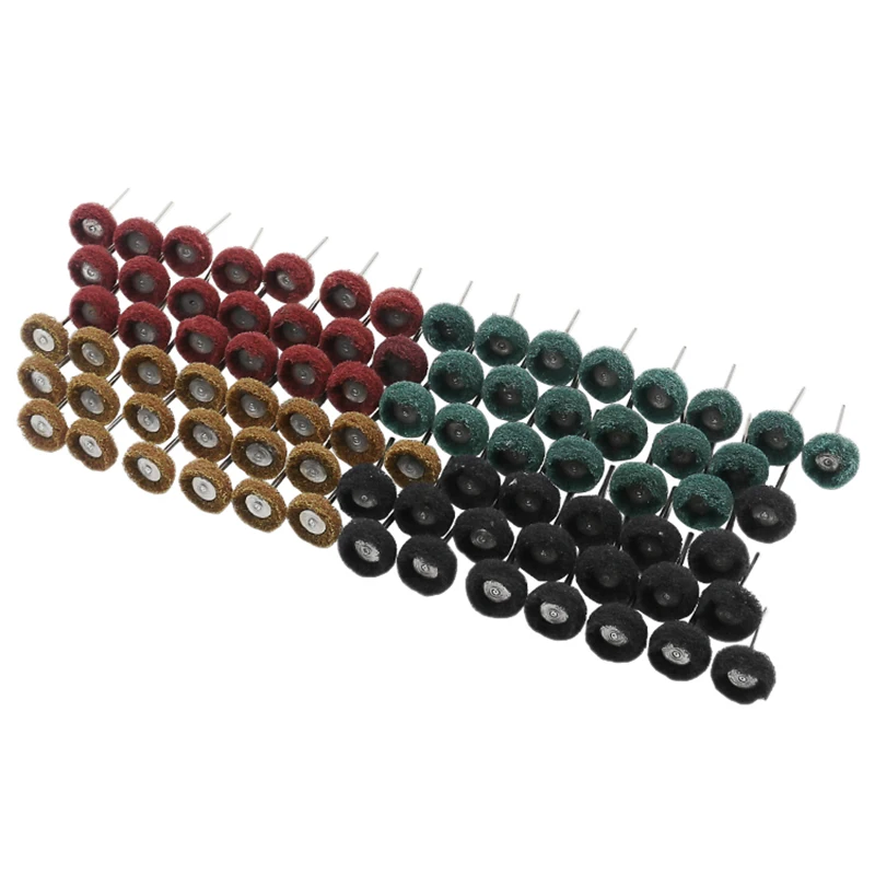 

80Pcs/Set Mini Brush Scouring Pad Abrasive Wheel Nylon Fiber Grinding Sanding Head Buffing Polishing Wheel 1 Inch 25Mm Set