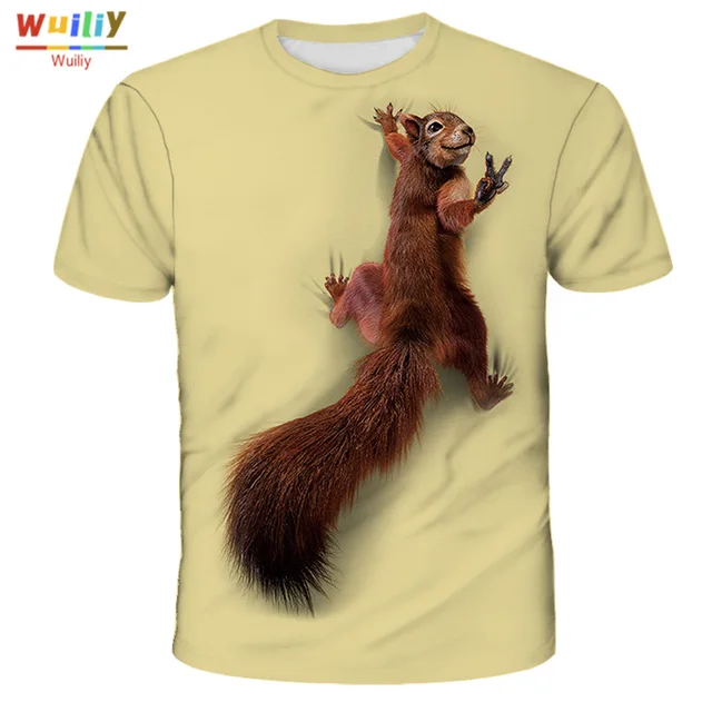 Men's Squirrel T Shirt 3D Print Shirt Animal Graphic Tees Lovely Pattern Tops Men/Women Cute Puppy Face Tee Funny Pet T-shirt urmeric
