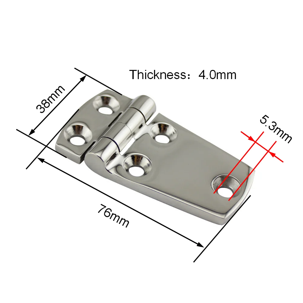 2PCS 316 Stainless Steel Boat Short Side Hinge With 5 Holes 57mm 70mm Heavy Duty Marine Short Side Hinges 3