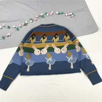 

Knitted Rabbit Pullovers Sweater Print Women 2019 Autumn Winter Runway Sweater
