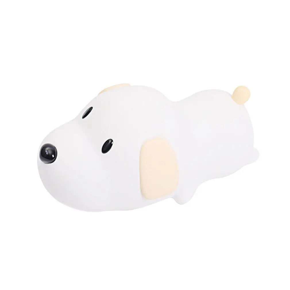 Dog Shape Patted Silicone Night Light Lovely LED Lamp Christmas Gift for Baby Kids Room Multicolor Touch Nightlight