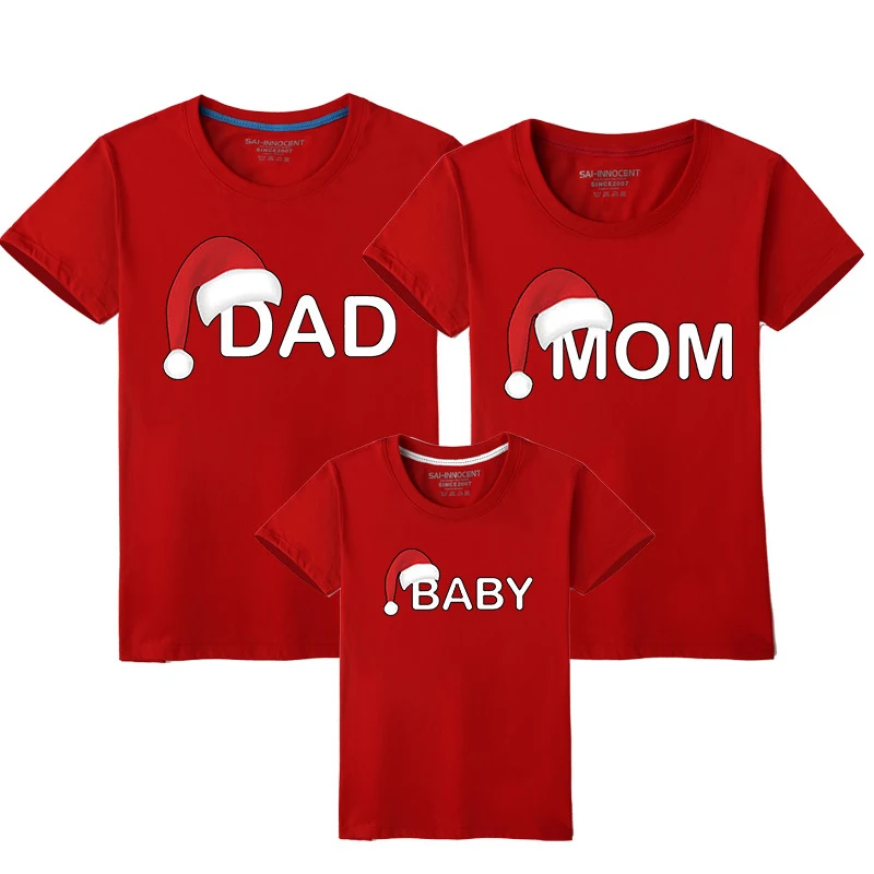 

Christmas Dad Mom Baby T-Shirt Clothing for Family Matching Outfits Clothes Mom and Daughter Matching Clothes