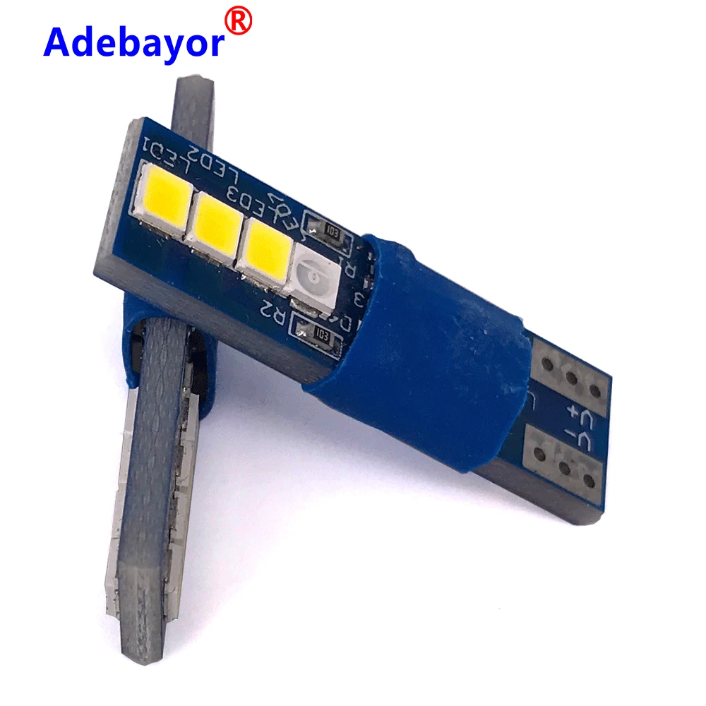 50 шт. Canbus W5W T10 8 smd 2835 Led для авто клиновидный Светильник Ширина лампы двери парковочная лампа номерного знака Белый Синий DC 12V