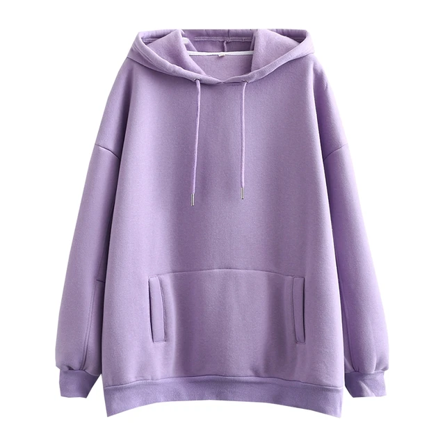 Tangada Women couple sweatshirt fleece 100% cotton amygreen oversized hood hoodies sweatshirts plus size SD60 SD60-lavender
