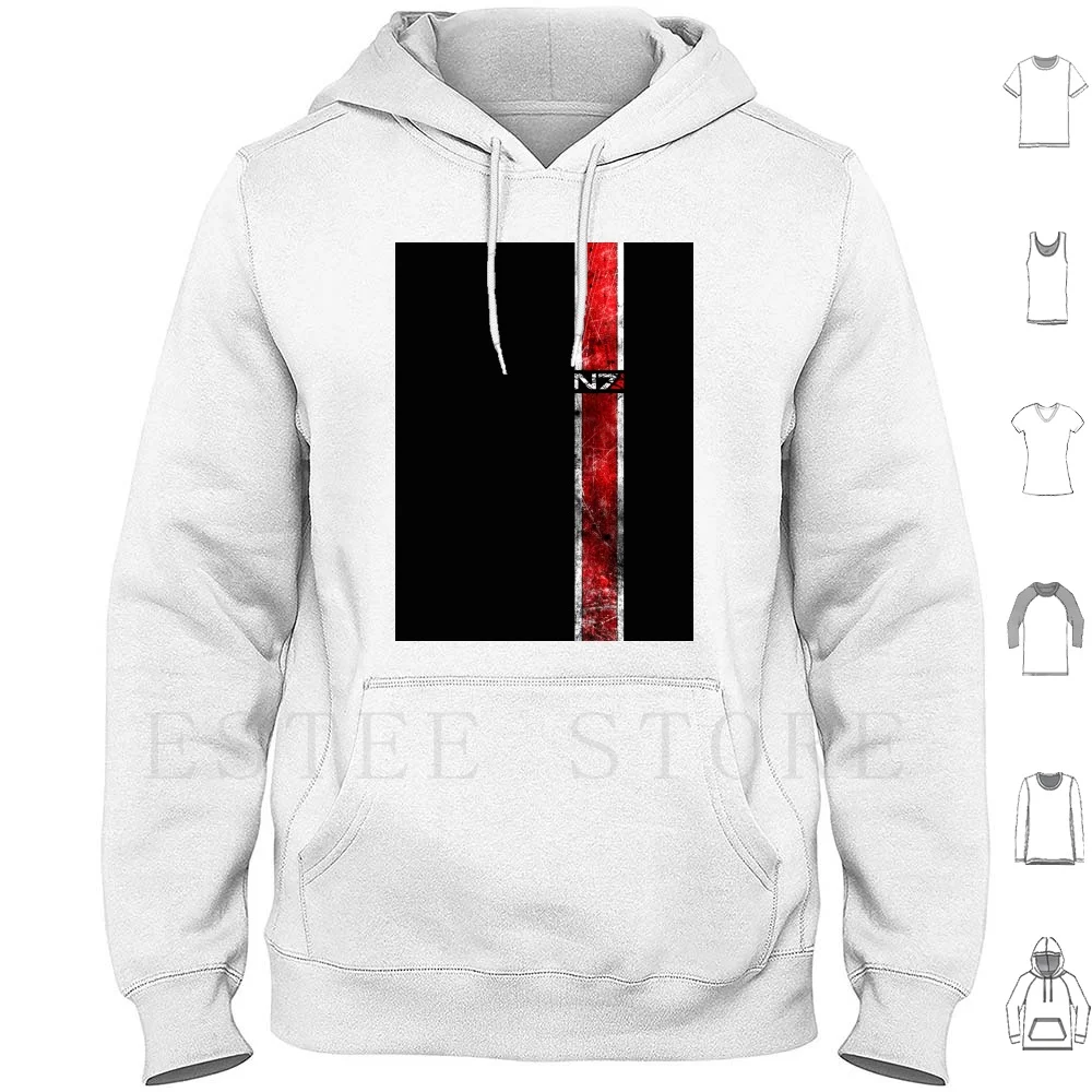 Effetto Di Massa-Felpe Con Cappuccio N7 Effetto Di Massa Effetto Di Massa N7 Simbolo Rosso Commander Logo Bianco Nero Gioco Battle Cats Battle
