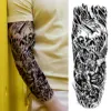 Compass Robot Arm Temporary Tattoos Sleeve For Men Women Realistic Fake Skull Angel Full Arm Tatoos Maori Totem Tattoo Sticker 6