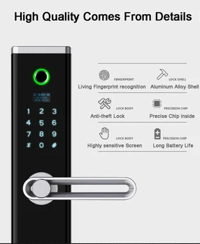 

Smart Door Lock Biometric Fingerprint Digital Electric mechanical Key Code RFID card Mobile APP Remote Home/Castle Gate opener