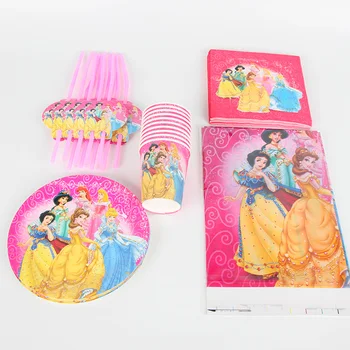 

51pcs birthday snow white princess Party Decoration Party Supplies Baby Birthday Party napkins straw plate Cup Party set
