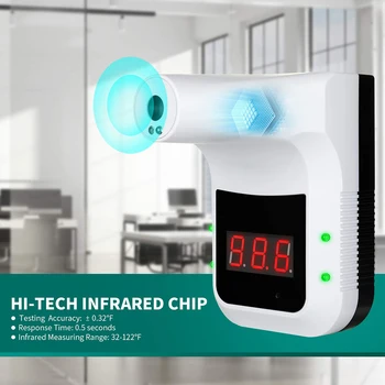 

H Wall-Mounted Infrared Thermometer Non-Contact Hand Free Forehead Thermometer for Offices Factories Schools Mall Subway D6