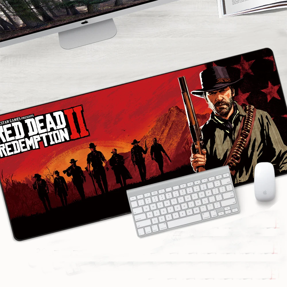 Красный Dead Redemption 2 большой XL коврик для мыши игровой Нескользящий Резиновый PC Gamer