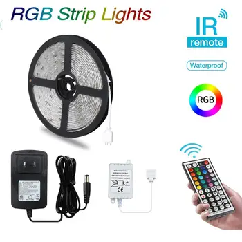 

LED Strip Lights,RGB 5M(16.4Ft),150 LEDs,12V,Waterproof Flexible Rope Lighting with 44key IR Remote Controller for Homes JK112