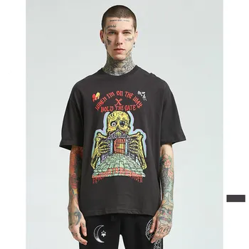 

2019 Spring and Summer Fog Printing on The New Brand Oversize Off Shoulder Men's Short Sleeve T-shirts