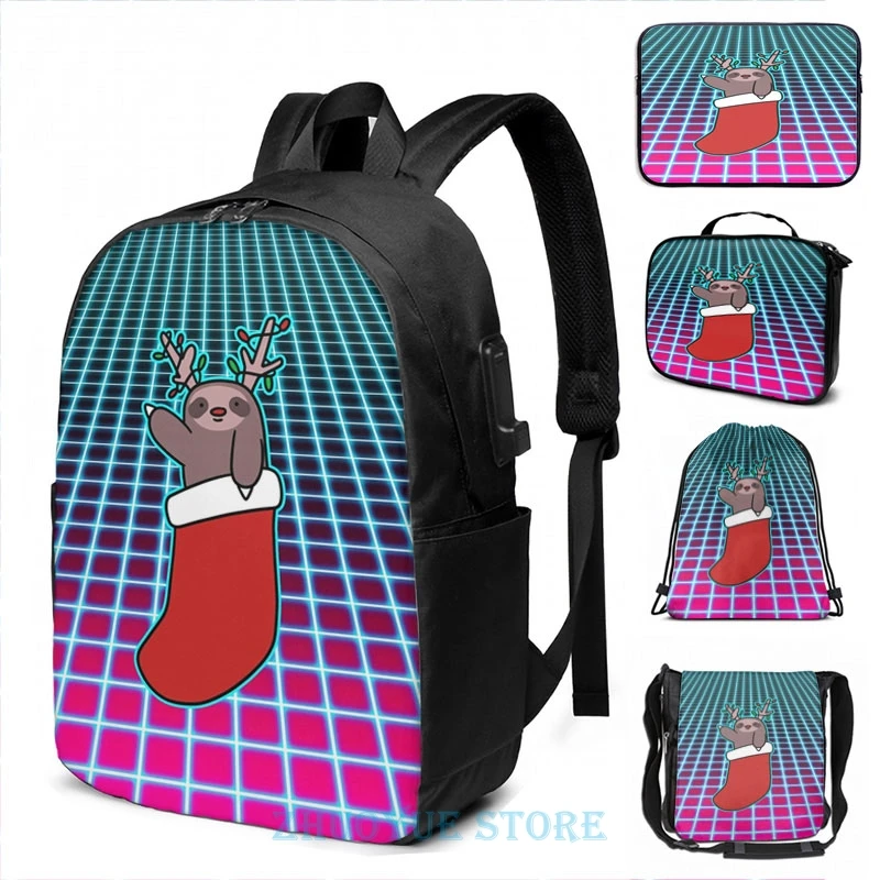 Забавный рюкзак с принтом оленей USB-зарядкой Vaporwave для мужчин и женщин школьные