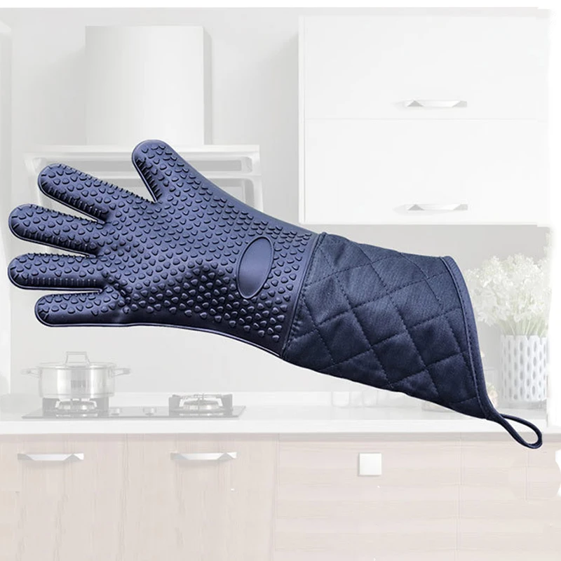 Non-Slip Silicone Kitchen Gloves Thickened Grill Gloves Heat Resistant  Cooking Glove For Barbecue Grilling Microwave Oven Mitts - AliExpress