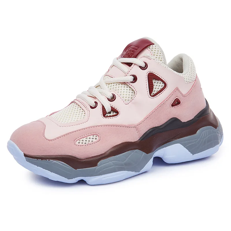 

Women's Vulcanized Shoes Platform Flats Lace-Up Mesh Breathable Platform Women Sneakers Thick Bottom Ladies Shoes Spring Autumn
