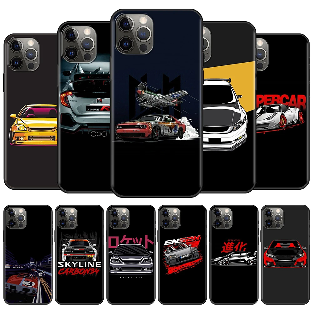 Phone Case For iPhone 14 13 12 11 Pro Max 12 13 Mini X XS XR 6 6S 7 8 Plus 5 5S SE Silicone Fundas JDM Type R Civic Sport Car iphone 13 pro phone case