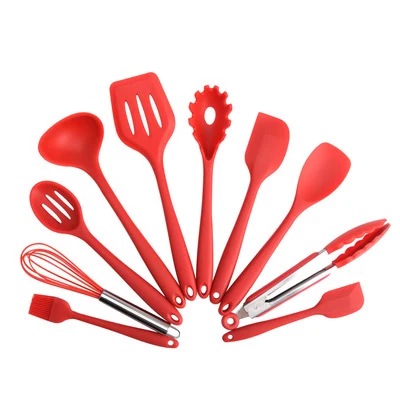B.Red-10PCS 10 шт. термостойкий силиконовый набор посуды, антипригарные инструменты для приготовления пищи, кухонный набор инструментов для выпечки, кухонные принадлежности - Цвет: B.Red-10PCS