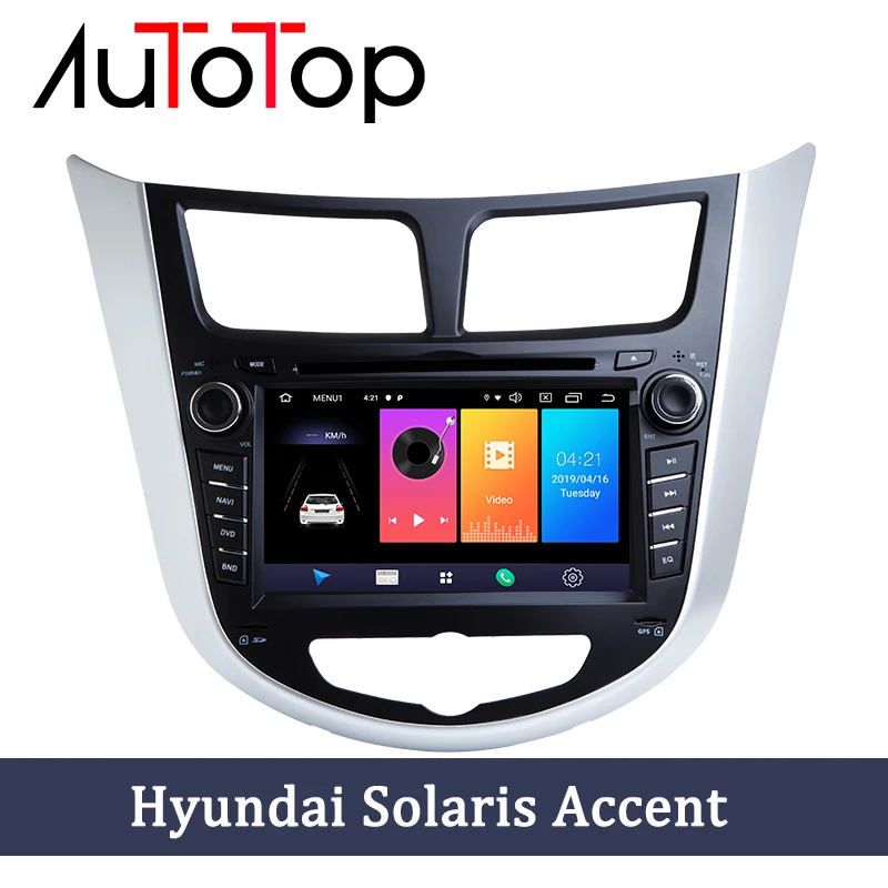 Автомагнитола AUTOTOP 2 Din с GPS навигацией Android 10 0 для Hyundai Solaris Accent i25 2010 2016