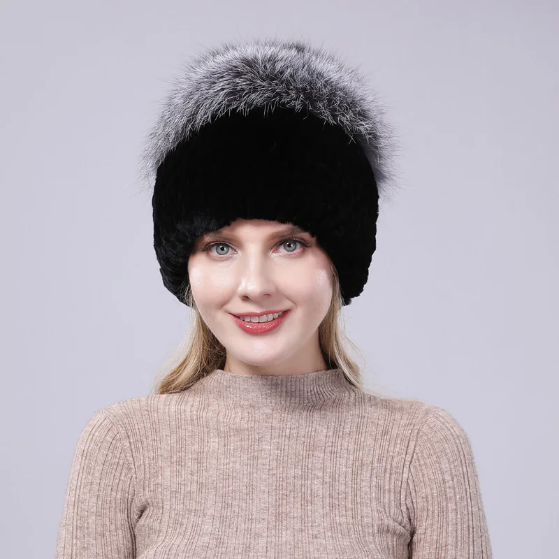 Новое поступление, Женский Настоящий мех кролика, шапка, теплые зимние шапки с поясом, брендовая модная Натуральная меховая заколка
