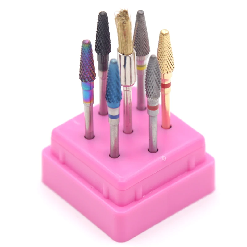 7 шт. набор твердосплавных керамических сверл для ногтей, насадка для маникюра, электрическая фреза для маникюра, фреза для ногтей - Цвет: Бургундия