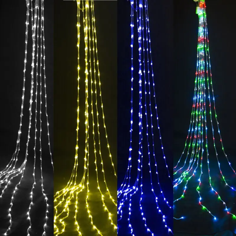 3x2M/3x3M/6x3M Waterproof Waterfall Meteor Shower Rain String Light Christmas Wedding Background Curtain Icicle String Garland