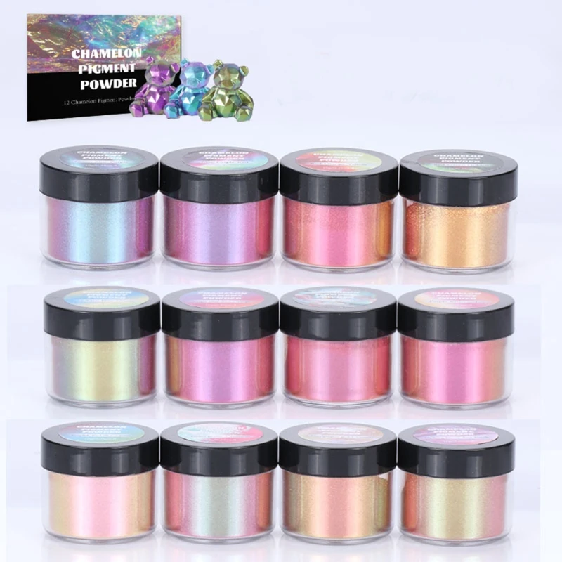 Chameleon-Powder Color Shift Mica Powder for Epoxy Resin Pearl Pigment Powder for Painting Soap Making Slime 12 Colors