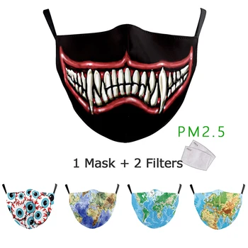 

Cotton Mask Print Face Masks Breathable Mouth Cover Dustproof Anti Pollution Masks Washable and Reusable Facemask with Filter