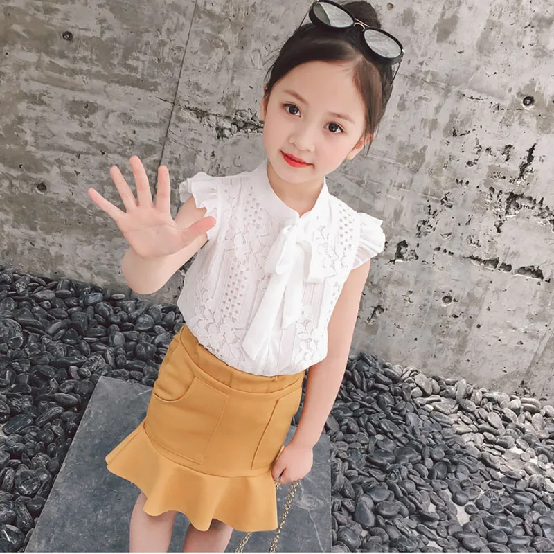 white BL1192J Humor Bear Girls Clothing Set Summer New Cute Flowers Flying sleeves T-shirt+ Shorts Kids Suit Toddler Baby Girls Clothes - Цвет: white BL1192J