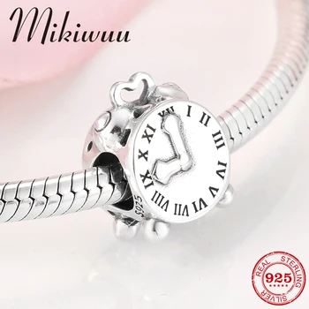 

925 Sterling Silver Retro Creative little Alarm Clock fine Beads Jewelry Making Fit Original Mikiwuu Charm Bracelet