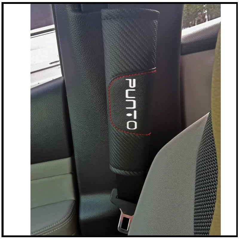 Для Fiat Punto 2 шт. углеродного волокна Кожаная накладка для ремня безопасности