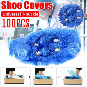

100Pcs/set Plastic Waterproof Disposable Shoe Covers Rainy Day Floor Protector Cleaning Shoe Cover Blue Hot Sale Shoe Cover