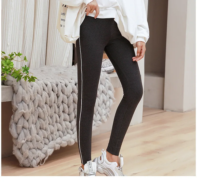 Для женщин Утепленная одежда однотонное бархатное колготки Yewa's Store/Узкие полоски, с заниженной талией, колготки узкие брюки зима новое поступление