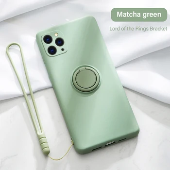 

Silicone case For iPhone 11 Pro Phone Case SE2020 XS Max XR XS X 8 7 6s 6 Plus Magnetic Ring Holder Hands Strap Cover