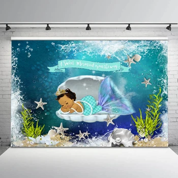 

Little mermaid backdrop for photography under the sea baby shower background for photo studio newborn customize birthday party d