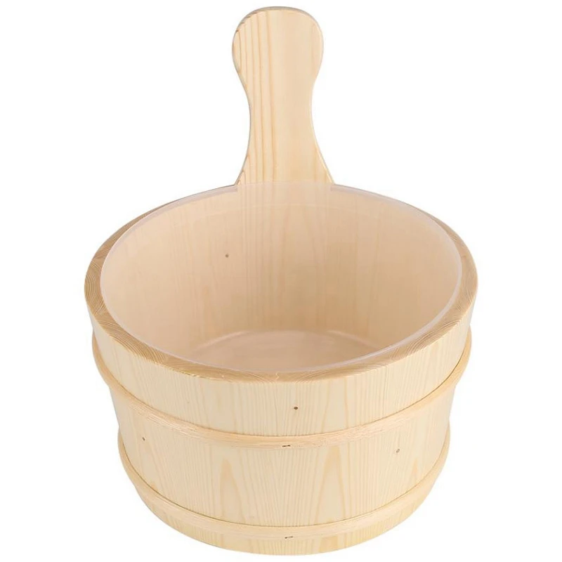 Bathroom Natural Wooden Bucket+ Ladle Set For Sauna Spa Bathroom Accessories