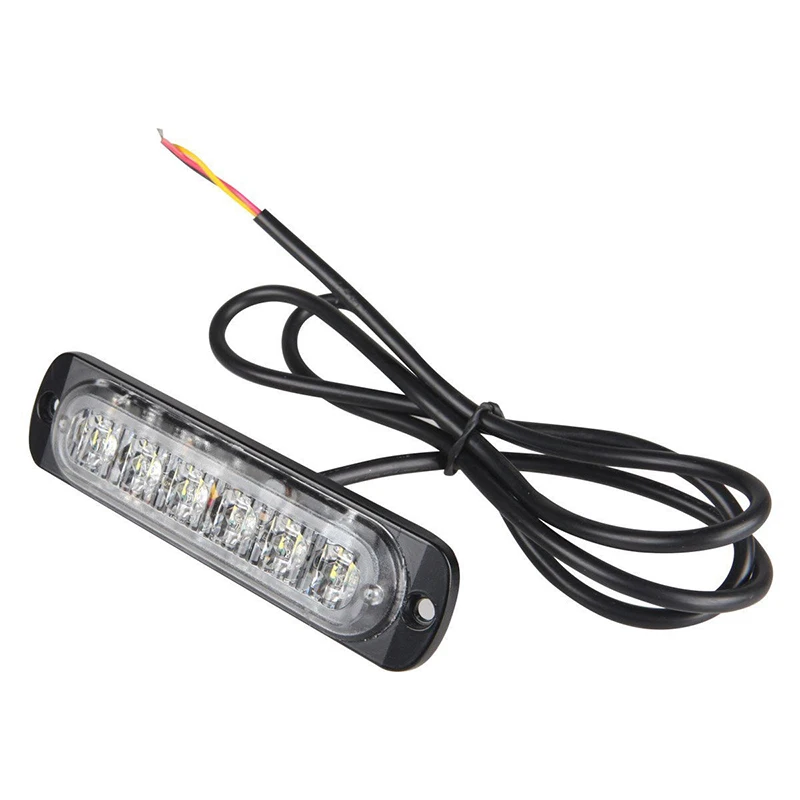 

4Pcs/kit Amber & White 6 LED Emergency Warning Flash Strobe Light Rear Light,