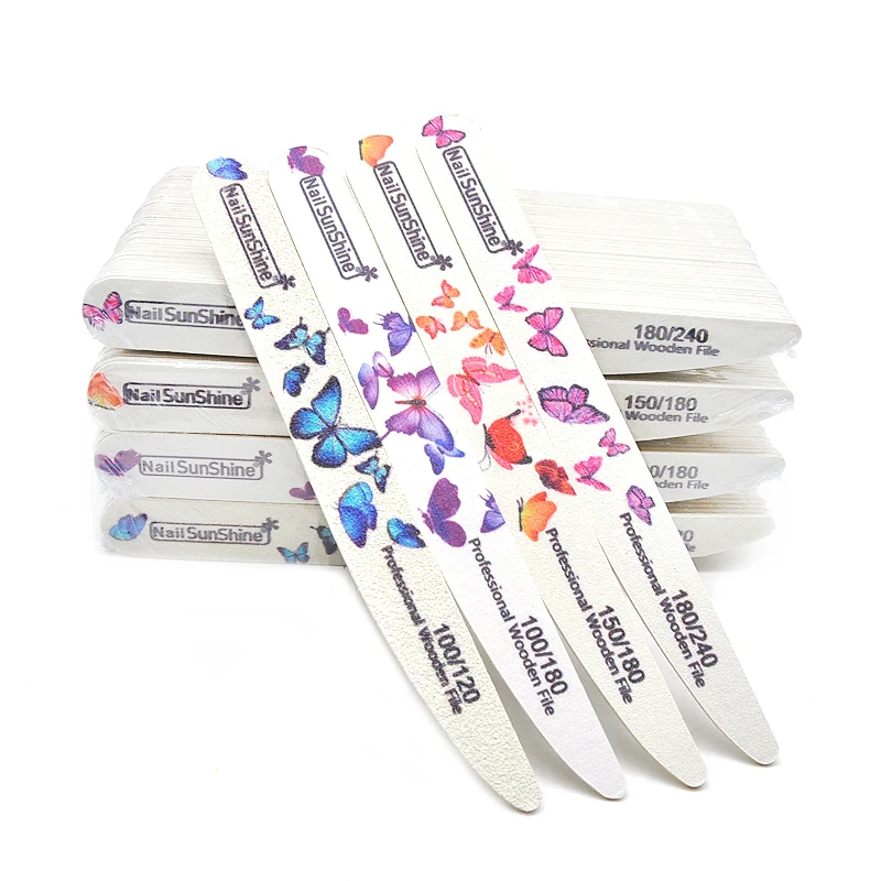 20 Pcs/lot Wood Nail File Manicure Sanding File Nail Polish Double