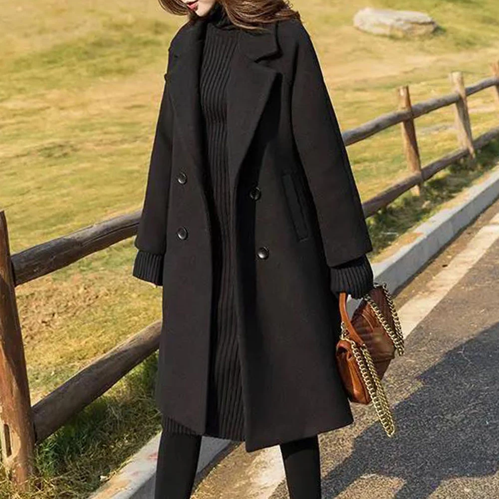 black woolen coat for women
